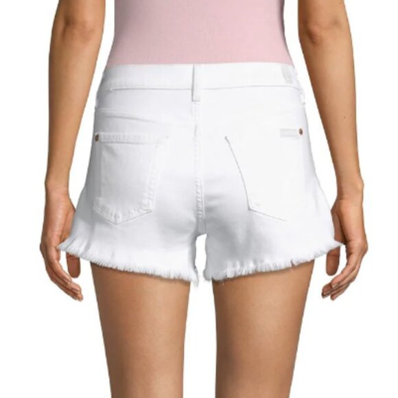 7 for All Mankind Denim Cut-Off Shorts White 27 - Picture 2 of 10
